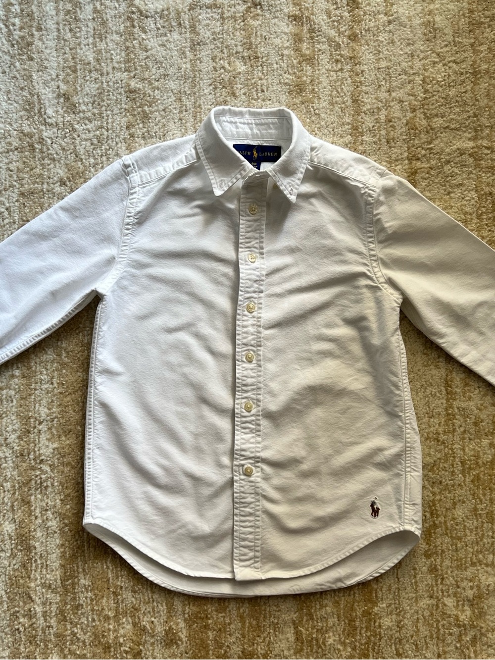 Ralph Lauren White Button-Down Oxford Shirt with Polo Logo